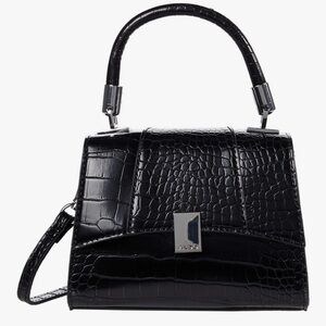 Aldo Women’s Black Faux Crocodile Crossbody Satchel Small New Versatile Bag